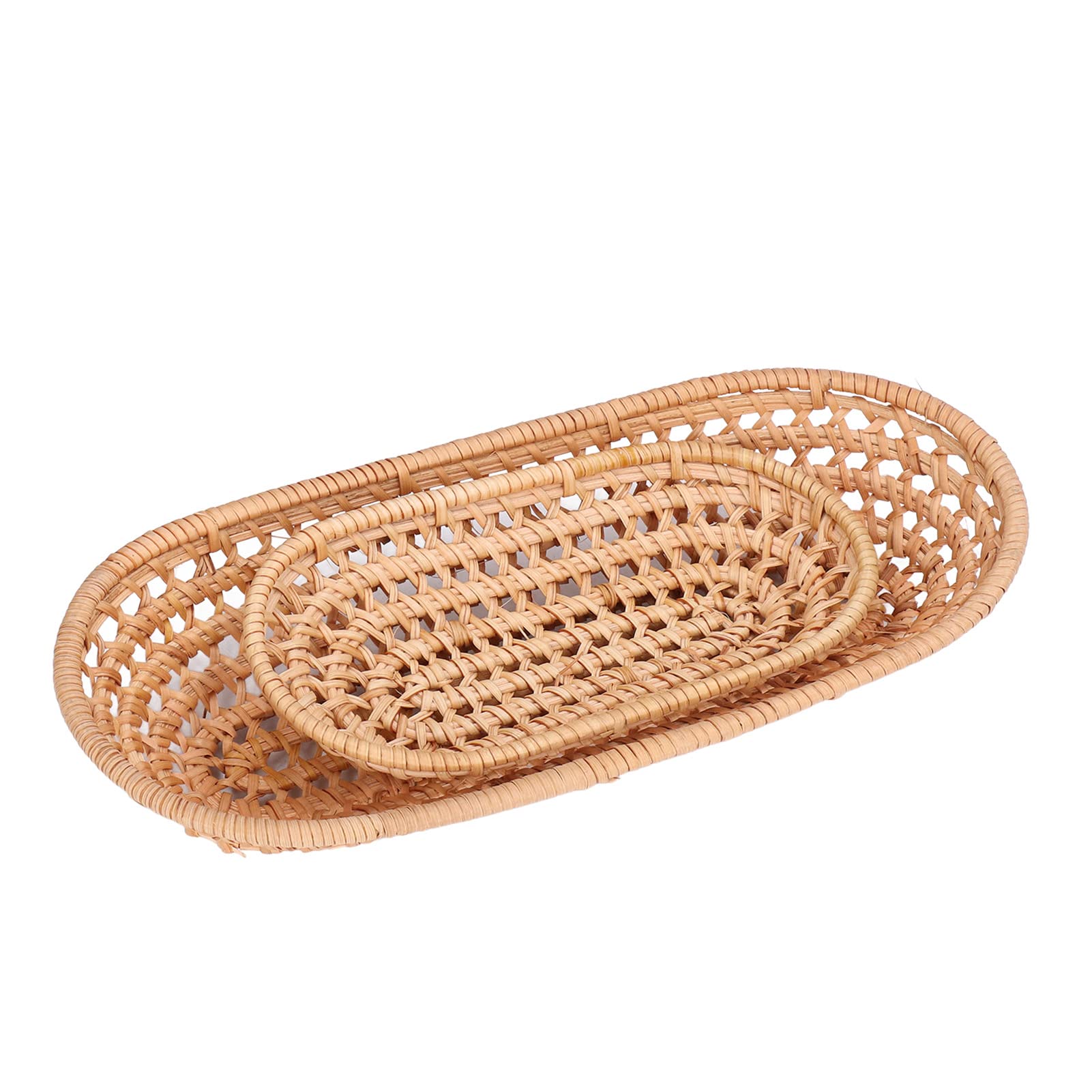 2-Pack Woven Bread Basket Organizer - Kitchen Pantry Storage Bin for Bread, Candy, Biscuits, Finger Food & Fruits | Perfect for Dining Table Serving, Picnics, and Party Snack Displays