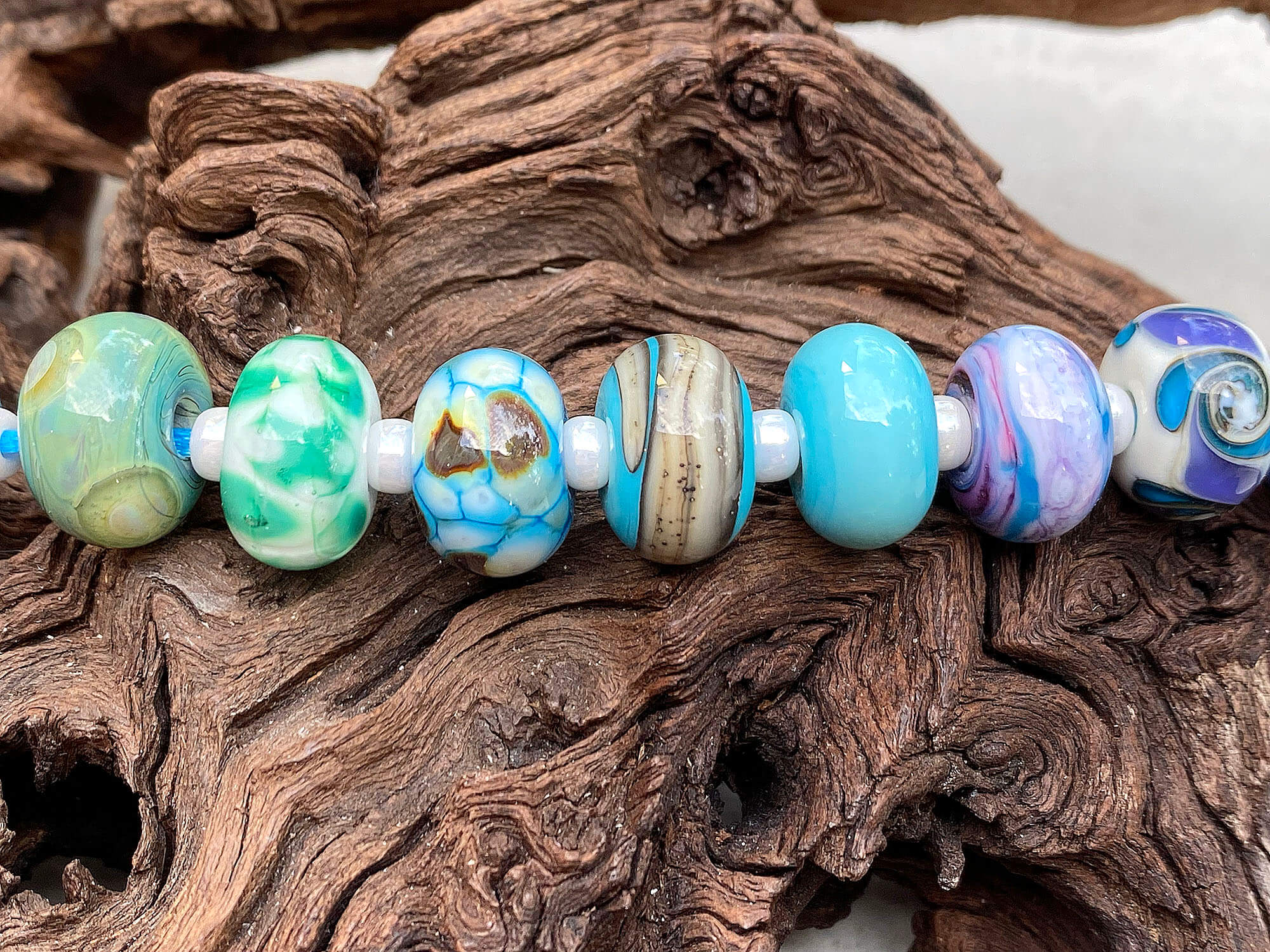 17pcs Turquoise Lampwork Glass Beads for Jewelry Making, DIY Crafts - Perfect for Necklaces, Bracelets & Earrings