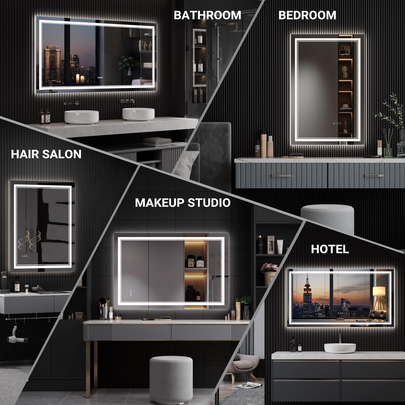 Upgraded 48x36 Inch LED Bathroom Mirror with Front & Backlit - Anti-Fog, Dimmable, Rotatable Vanity Mirror with Acrylic Side & Tempered Glass for Modern Bathrooms - Perfect for Makeup, Shaving & Home Decor