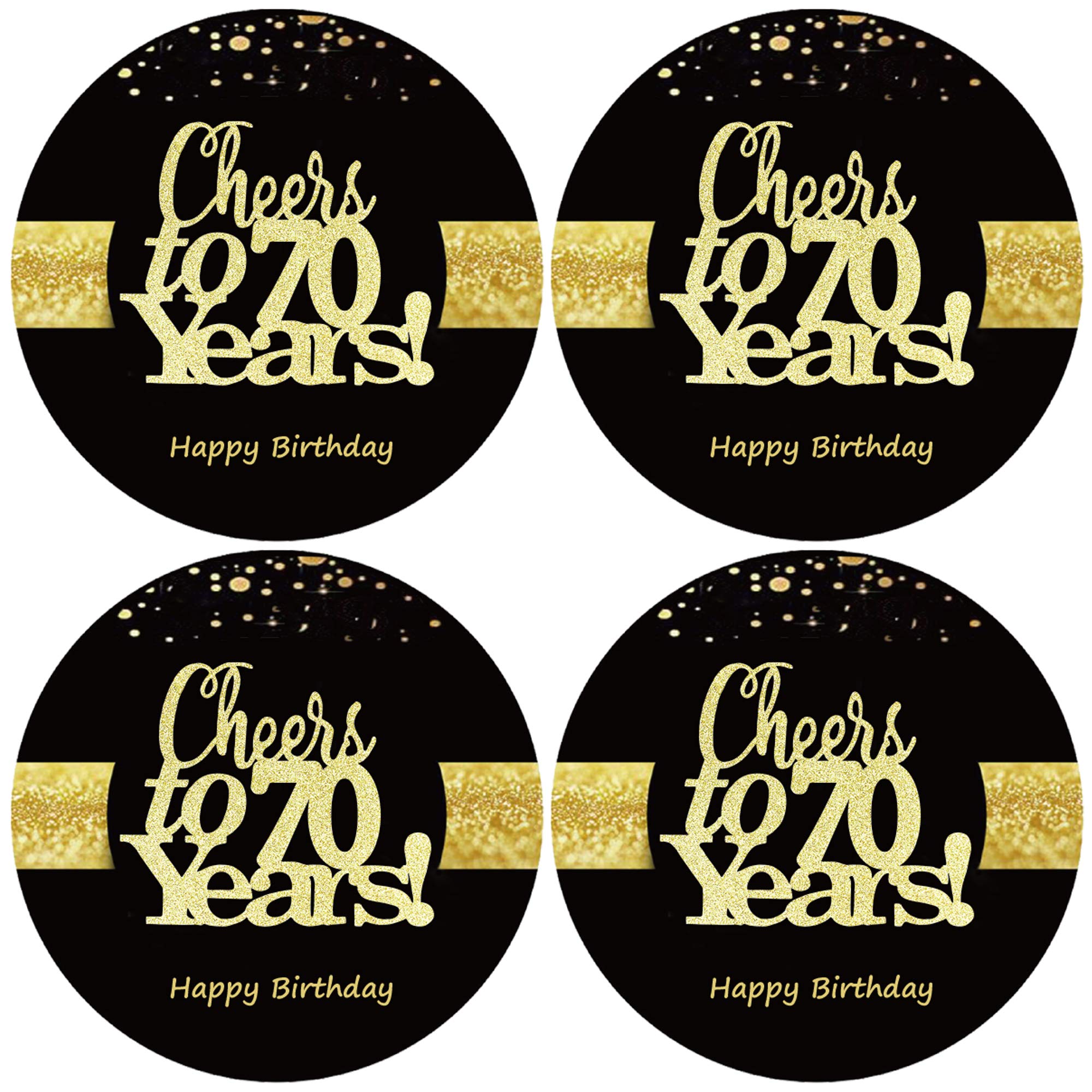48 PCS Cheers to 70 Stickers - 2 Inch Round Happy Birthday Party Favors for 70th Birthday Cards, Bottles & Gifts | Bulk Decorative Seals for Milestone Celebrations, Retirement Parties & Anniversary Decorations
