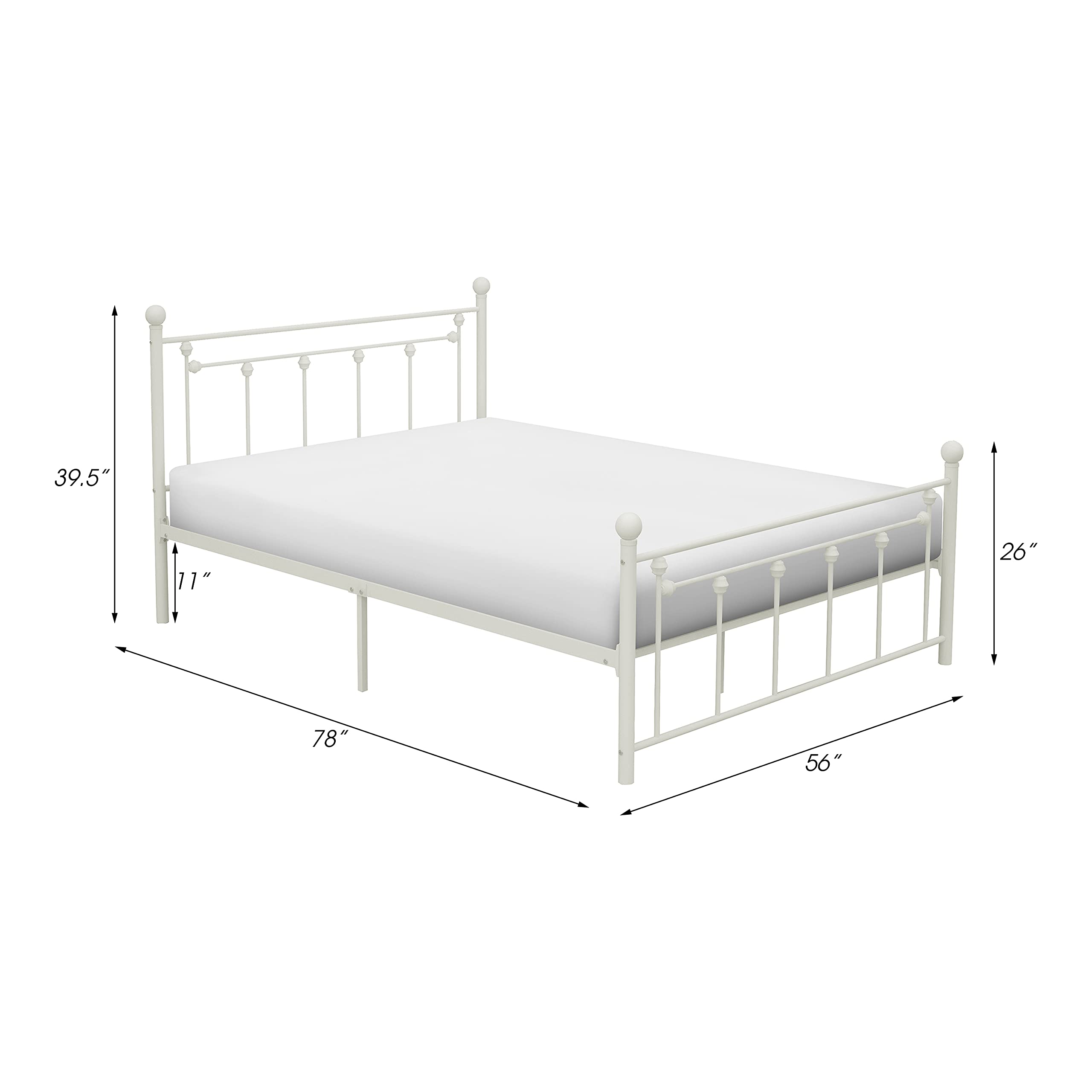 Lexicon Newington Full Size Metal Platform Bed Frame - Sturdy White Steel Bed with Noise-Free Design for Modern Bedrooms & Guest Rooms