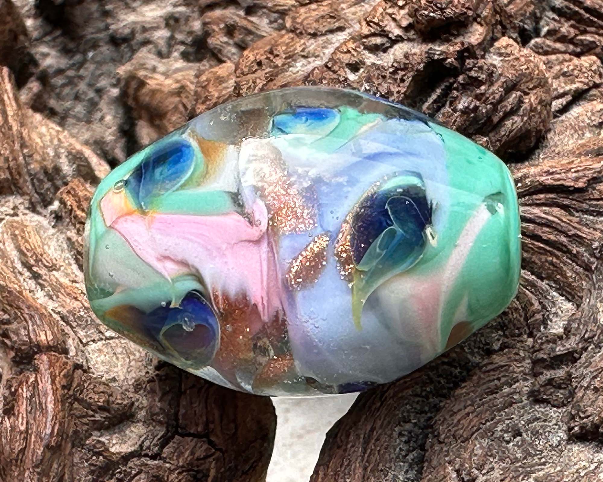 Handmade Peacock Green Lampwork Glass Focal Bead for Jewelry Making - Perfect for Necklaces, Bracelets, and DIY Craft Projects