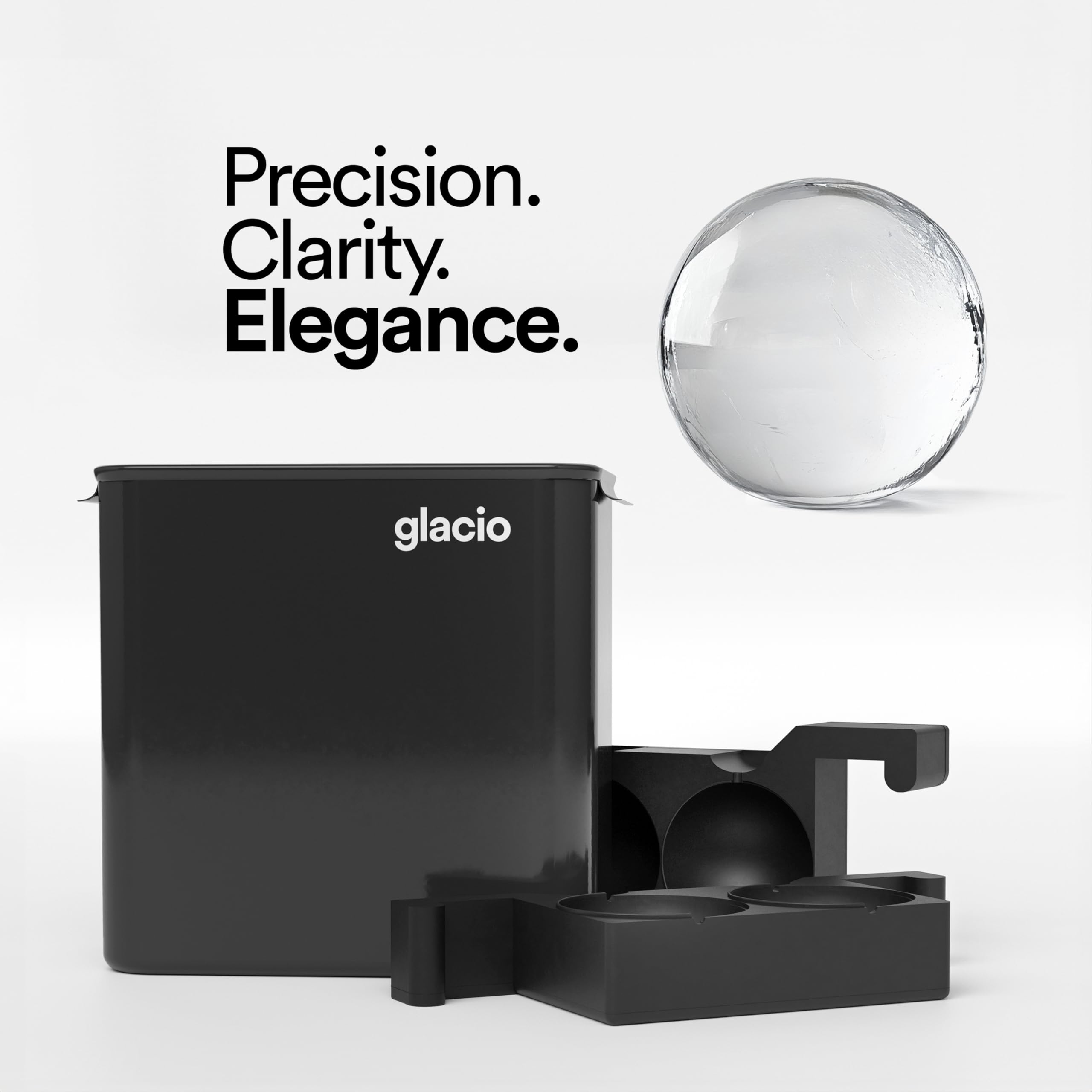 Glacio Clear Ice Ball Maker - 2.4 Inch Crystal Clear Ice Spheres for Whiskey & Cocktails - Perfect for Bourbon, Scotch, Cocktail Parties & Home Bars - Premium Reusable Ice Mold for Chilling Drinks in Style