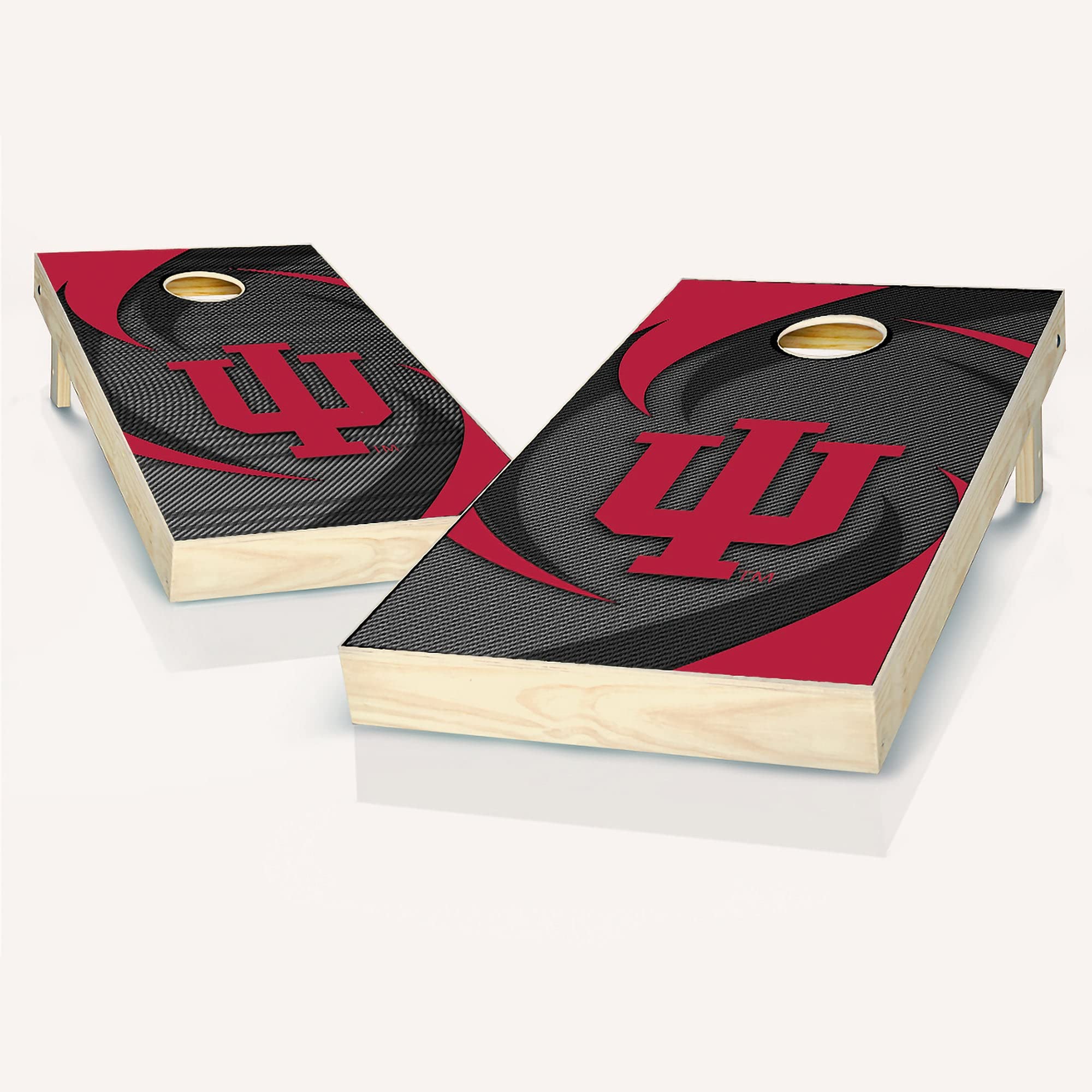 Indiana Swoosh Cornhole Game Set - 2 Wooden Boards & 8 Bean Bags for Outdoor Tailgating, Backyard Parties, and Family Fun - Premium Cornhole Set with Carrying Case