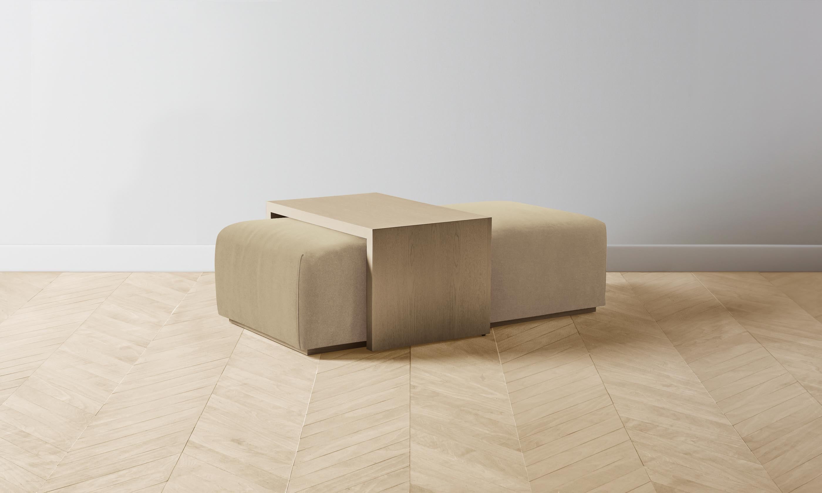 The Bowery Ottoman - Luxurious Mohair Upholstery in Almond - Perfect for Living Room, Bedroom & Lounge Decor