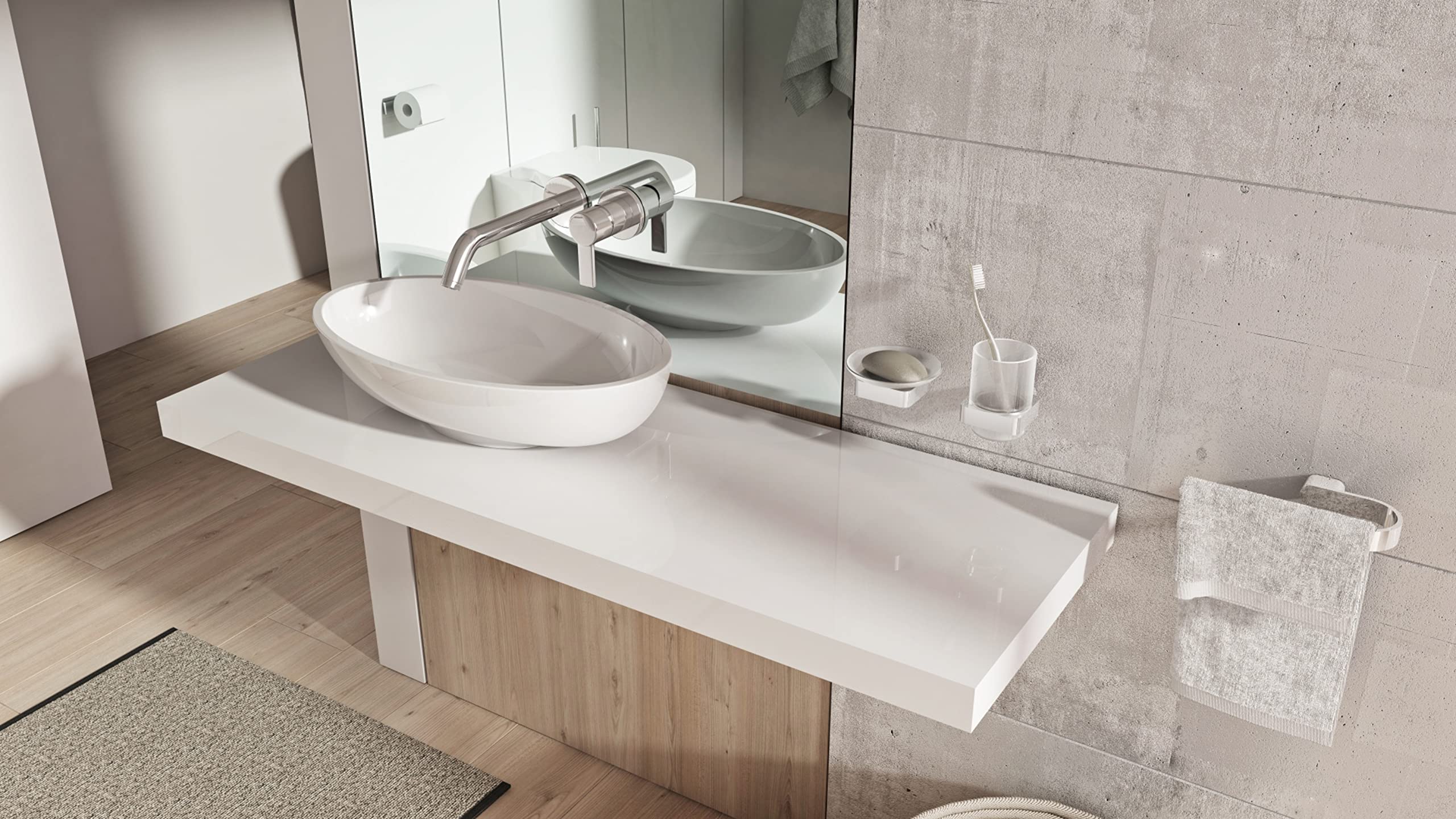 ICO Bath V4315 Volkano Flow 8-Inch Brushed Nickel Towel Bar - Modern Bathroom Accessory for Spa, Hotel & Home Decor