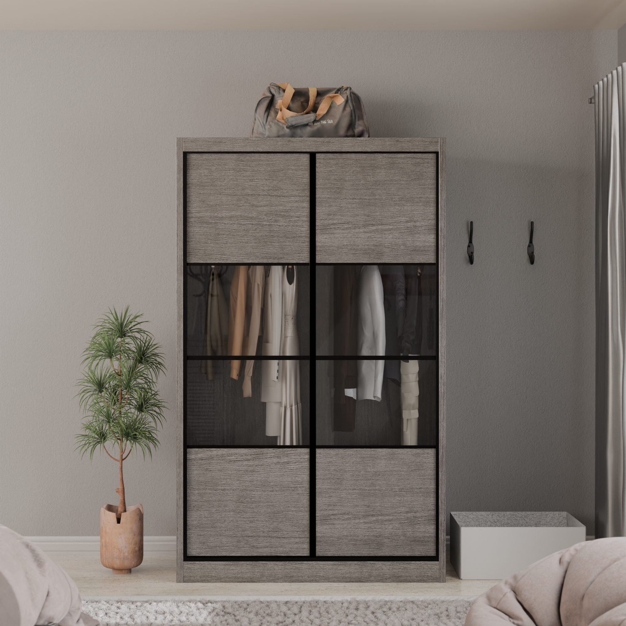 Josie Modular Wardrobe W01 - Customizable Closet Organizer with Adjustable Shelves & Hanging Rod - Perfect for Bedroom, Walk-In Closet & Small Space Storage Solutions