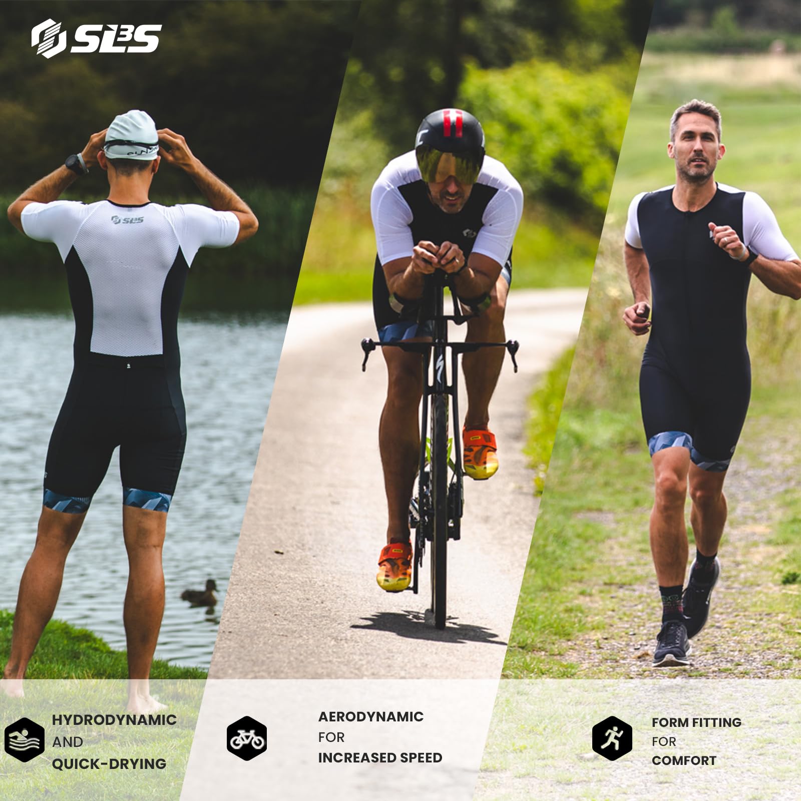 Men's Triathlon Suit - Aerodynamic Sleeved Trisuit with Premium FX Fabrics - Lightweight & Breathable for Swimming, Cycling & Running - 2 Convenient Pockets - Ideal for Ironman & Triathlon Competitions