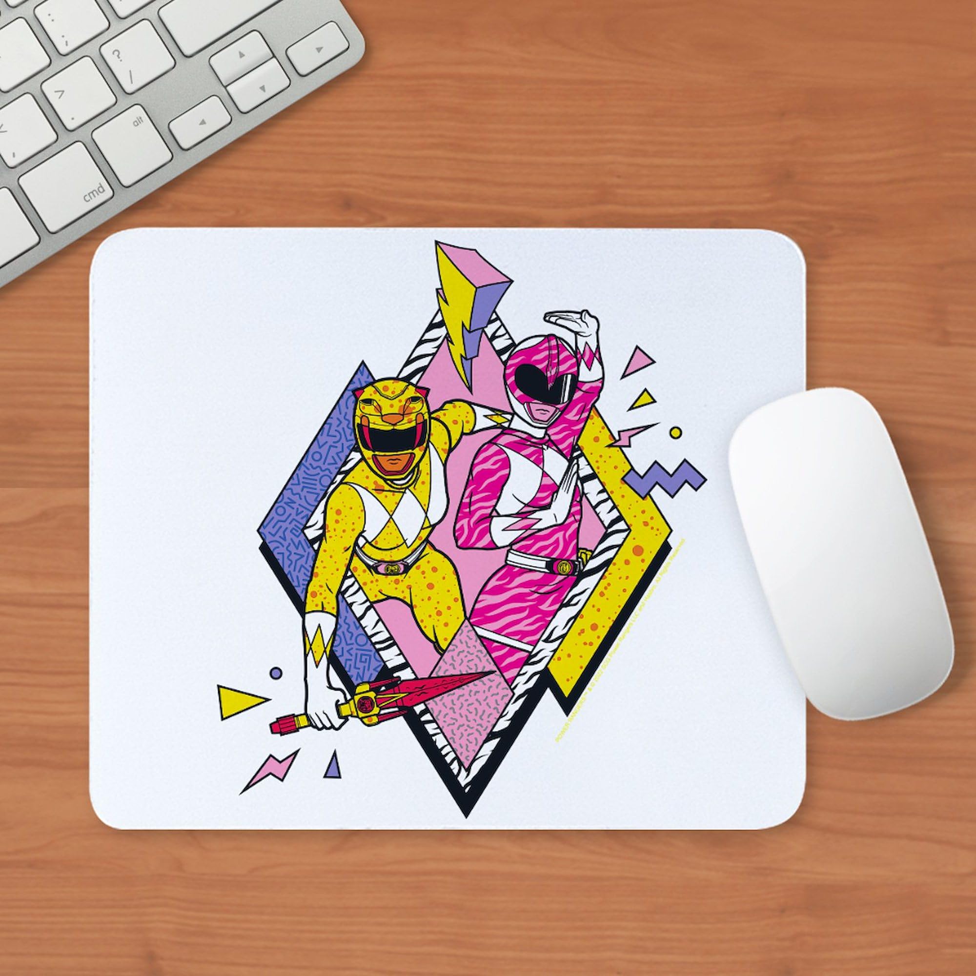 Power Rangers Yellow & Pink Ranger Non-Slip Rubber Gaming Mouse Pad - Perfect for PC, Laptop, Office & Gaming Setup