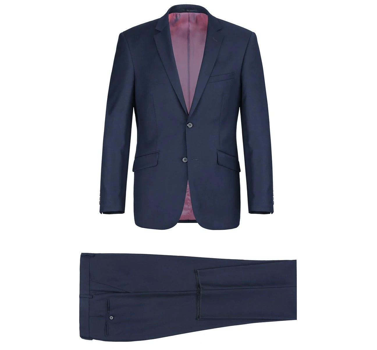 Alessandro Vitello by Renoir Navy Blue 2-Piece Slim Fit Notch Lapel Wool Suit for Men | Premium Business Attire & Formal Wedding Wear