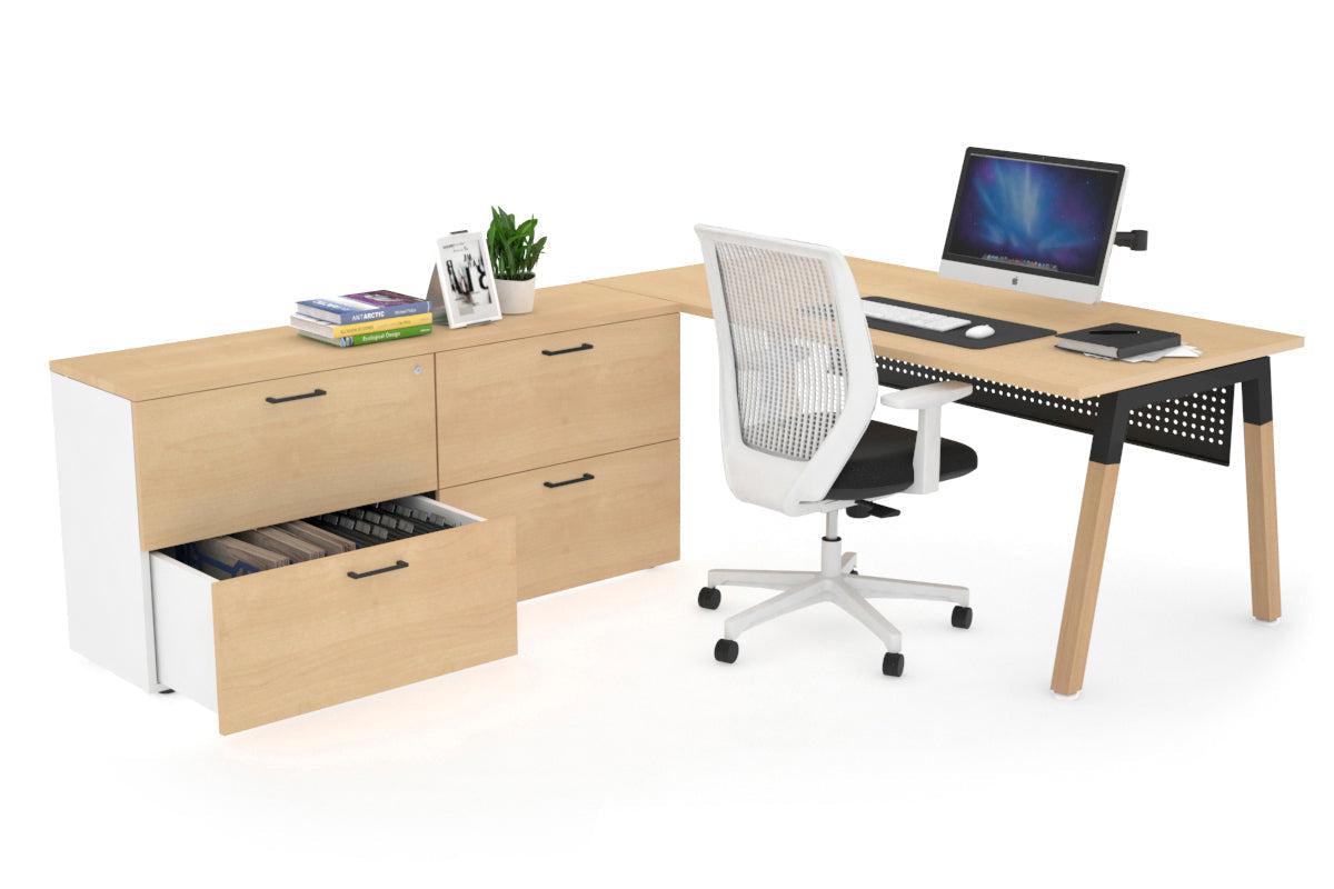 Premium Quadro A Legs Executive Desk with Wooden Legs & Black Cross Beam - 1800L x 700W - Ideal for Home Office, Conference Rooms & Professional Workspaces