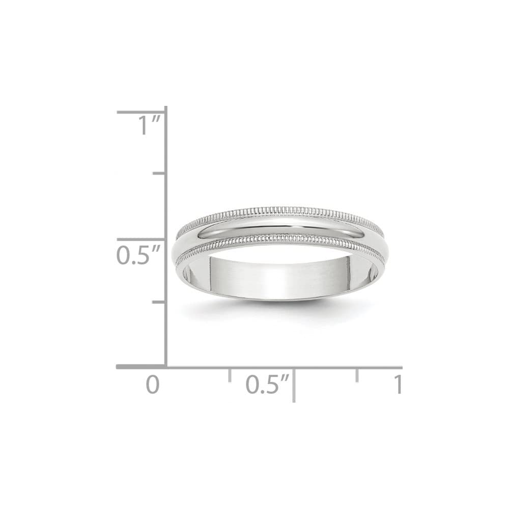 10K White Gold 4mm Lightweight Milgrain Half Round Band Ring - Size 6 | Diamond2Deal | Perfect for Weddings, Anniversaries & Everyday Elegance