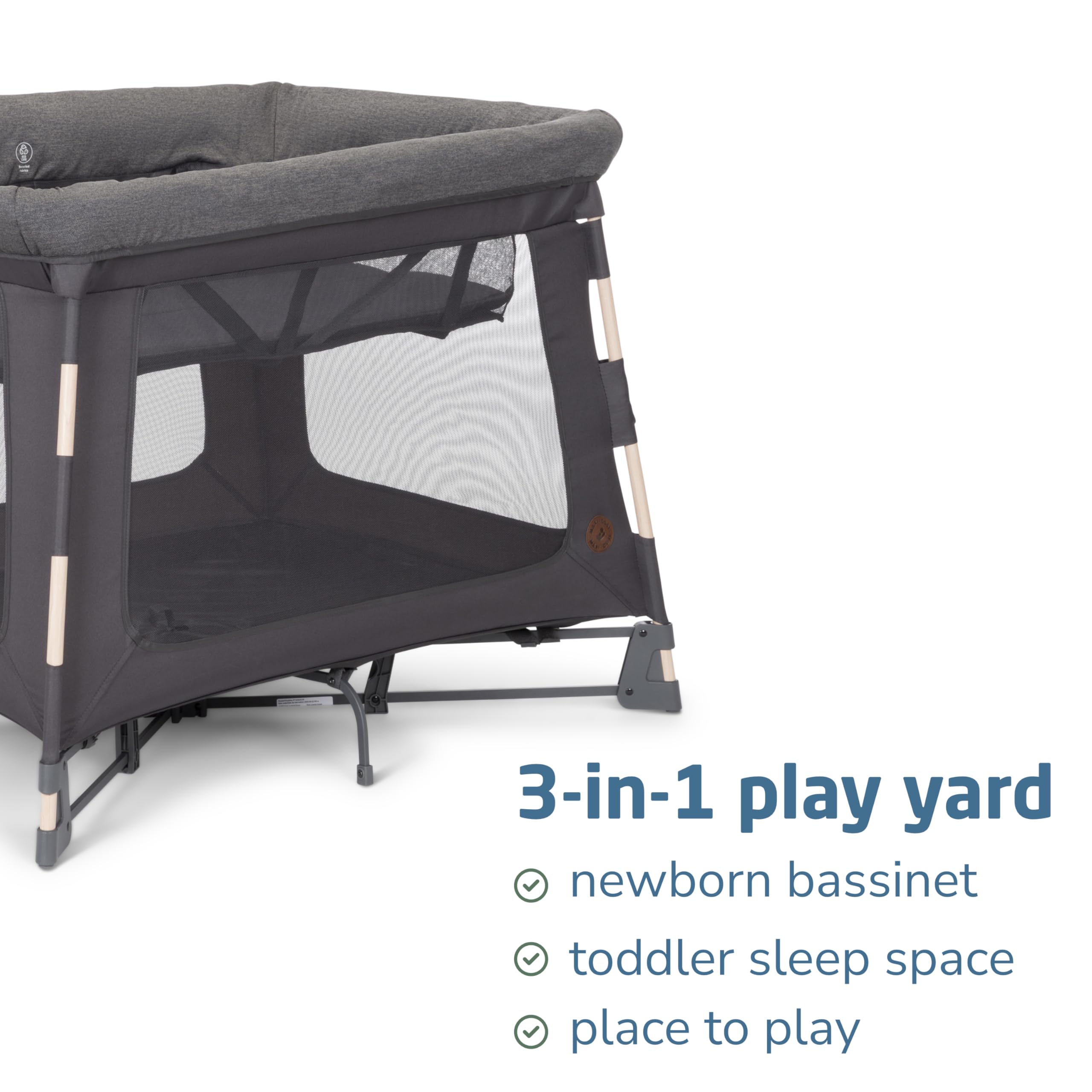 Maxi-Cosi Swift Baby Playpen with Mat - Portable Play Yard for Infants & Toddlers, Includes Bassinet & Pack n Play - Classic Graphite | Indoor & Outdoor Use for Home, Travel & Daycare