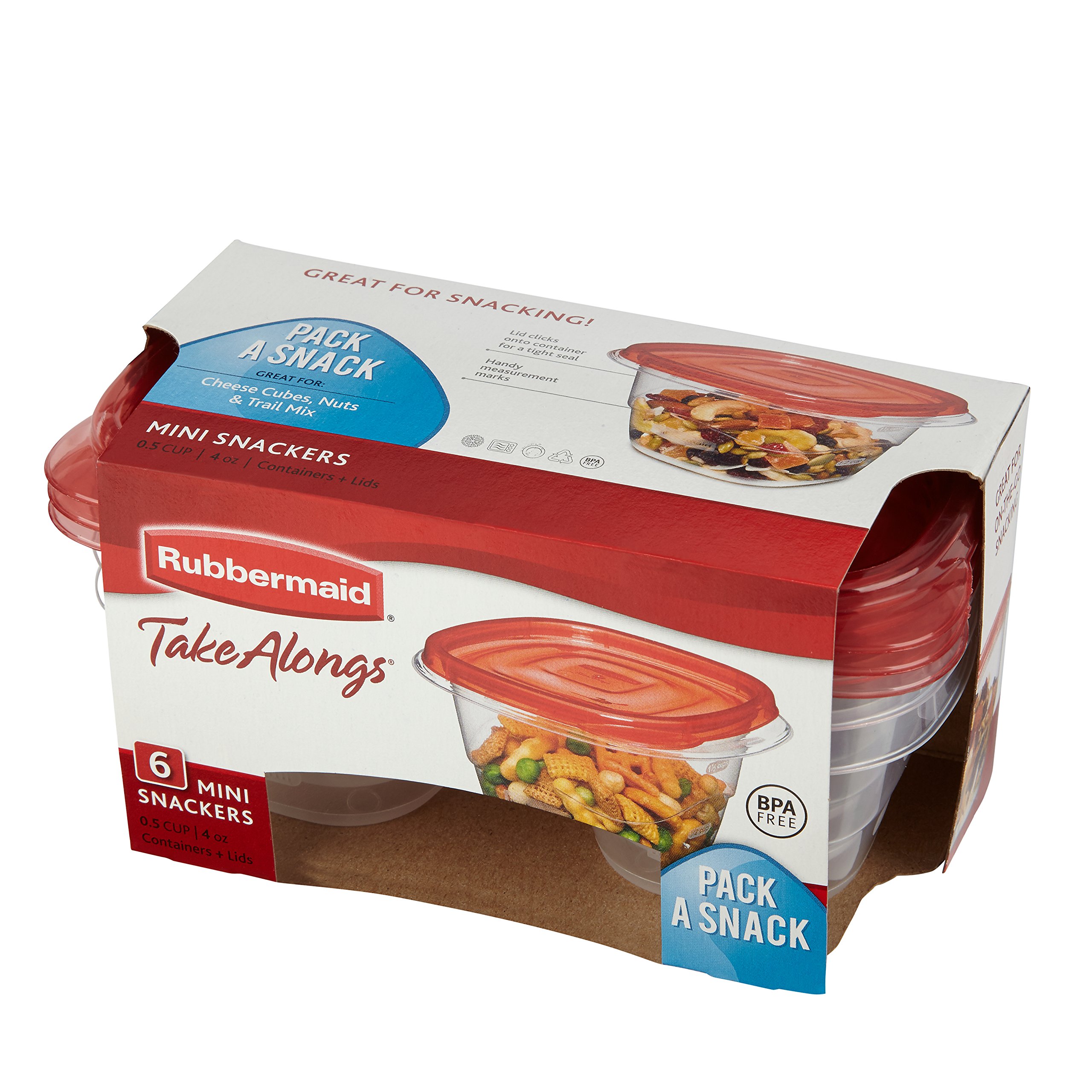 Rubbermaid Mini Food Storage Containers 0.5 Cup (6 Pack) - Airtight BPA-Free Plastic Meal Prep Containers for Lunch, Snacks, Leftovers & Kitchen Organization