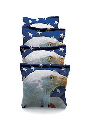 Premium American Flag Cornhole Bags - All American Tailgate Eagle Design - Regulation Size & Weight for Cornhole Game - Perfect for Backyard BBQs, Tailgate Parties & Outdoor Events