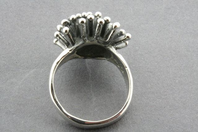 Oxidized Coral Ring for Women - Handmade Boho Jewelry - Natural Stone Statement Ring - Perfect for Beach Weddings, Vacation & Boho Fashion