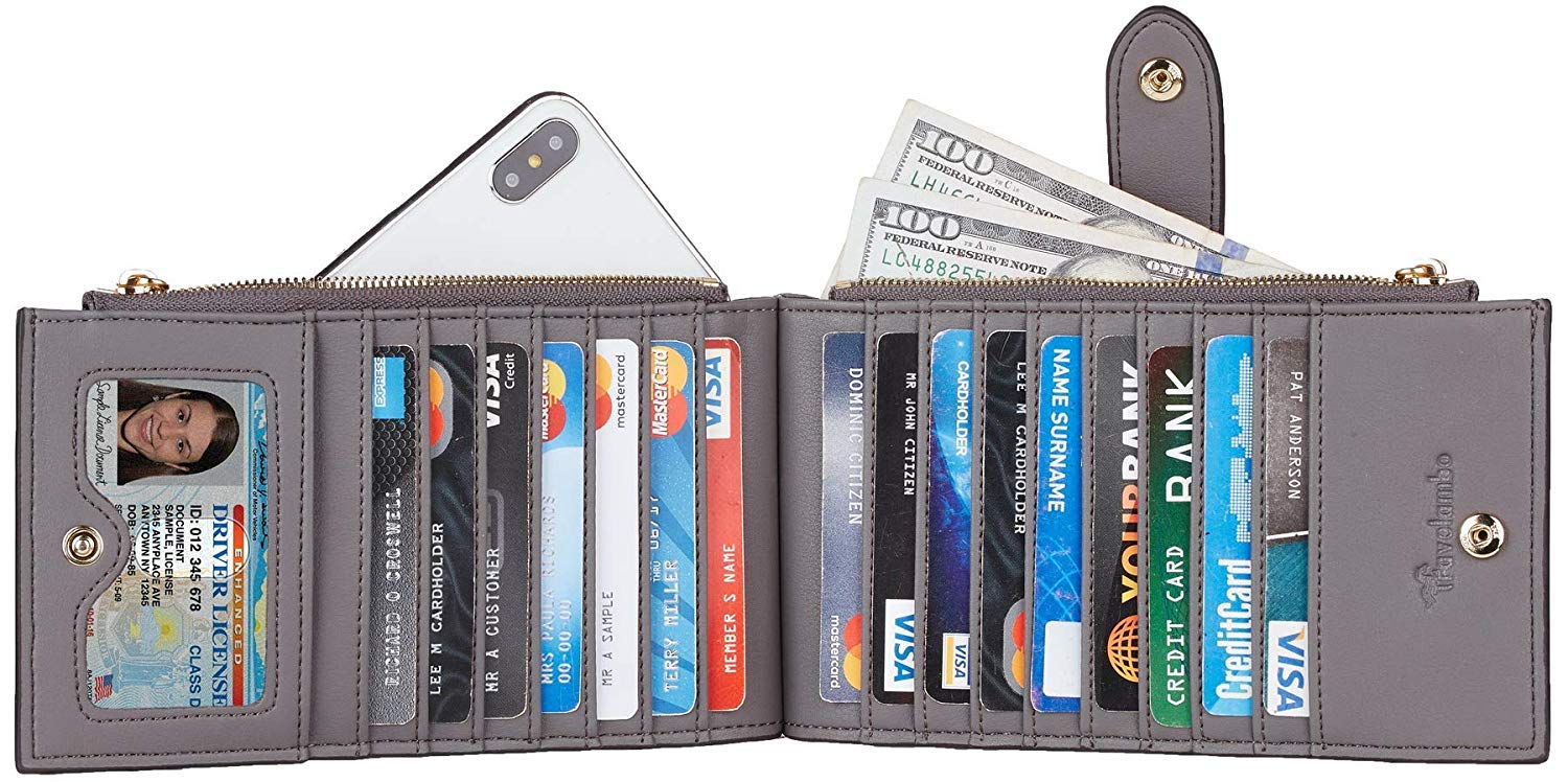 Travelambo Slim RFID Blocking Leather Wallet for Women - Bifold Credit Card Holder with ID Window | Perfect for Everyday Use, Travel & Gift Giving