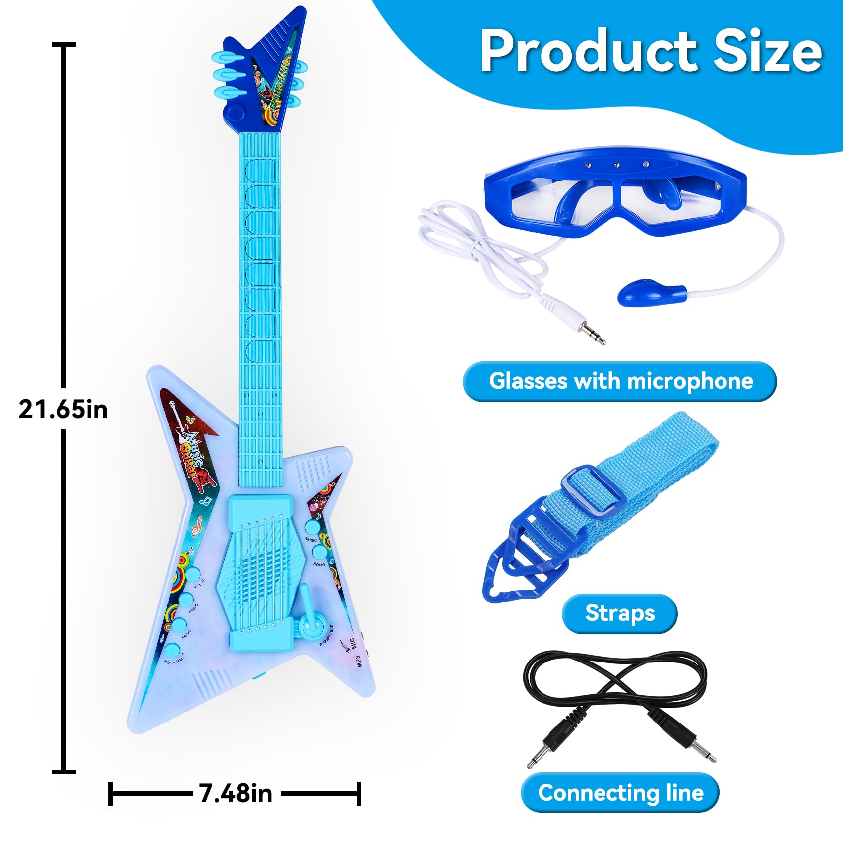 **Kids Guitar and Microphone Play Set with Music & Lights - Musical Toy for Boys & Girls, Toddler Karaoke Machine, Educational Gift for Children - Perfect for Birthday Parties, Pretend Play & Early Music Learning**
