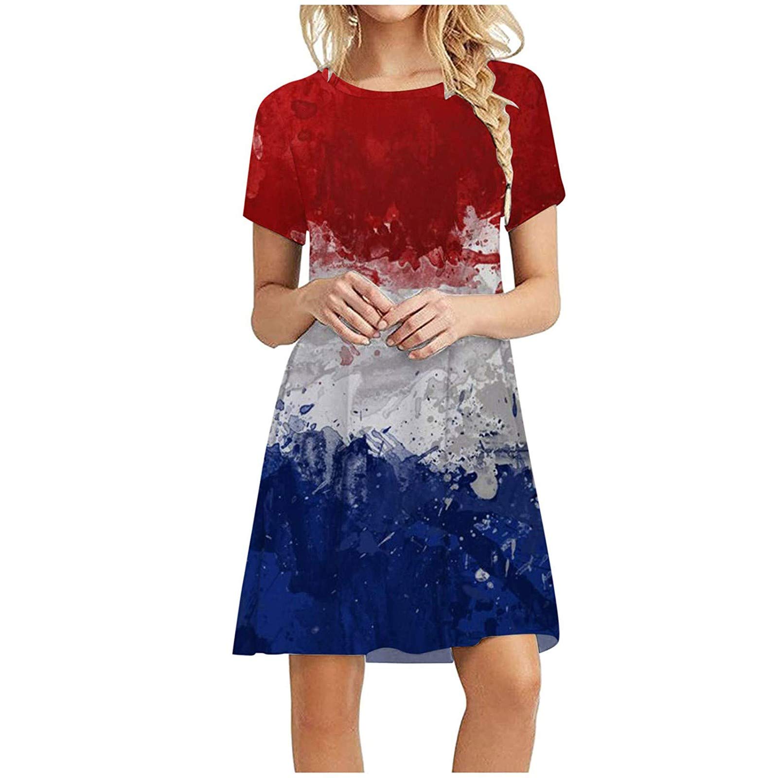 Plus Size Women's Sequin Rhinestone Boho Swing Dress - Flowy Polka Dot Striped Blouson Dress for Casual Wear, Parties & Special Occasions