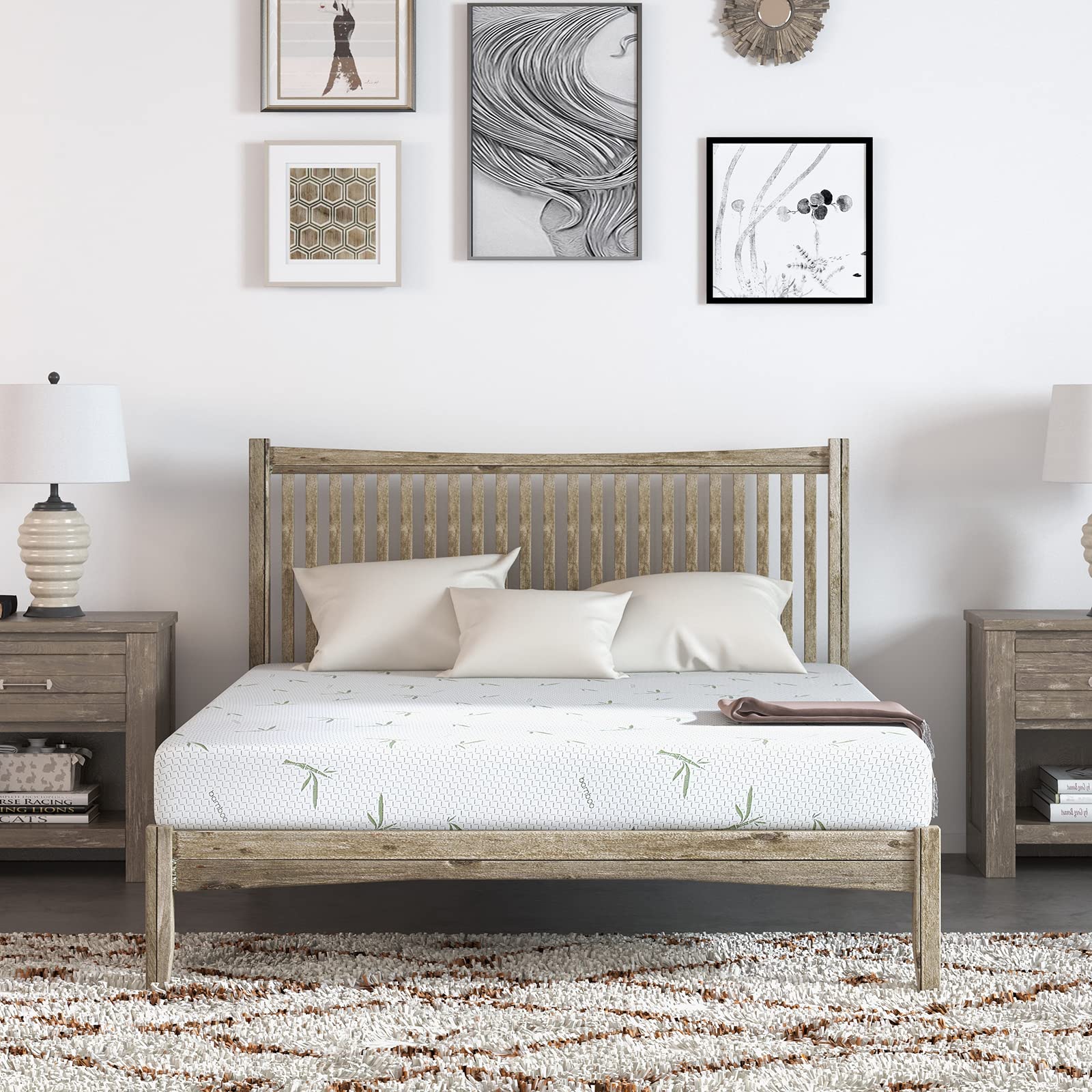 FONTOI 6 Inch Full Size Mattress in a Box - Cooling Gel Memory Foam with Bamboo Cover, Medium Firm Support, Made in USA - Perfect for Platform Beds, Daybeds & Bunk Beds - Green Tea Infused for Relaxation & Breathability