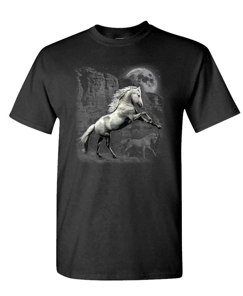 White Horse Wilderness Patriotic T-Shirt - American Flag Design, 100% Cotton, Made in USA - Perfect for 4th of July, Veterans Day & Outdoor Adventures