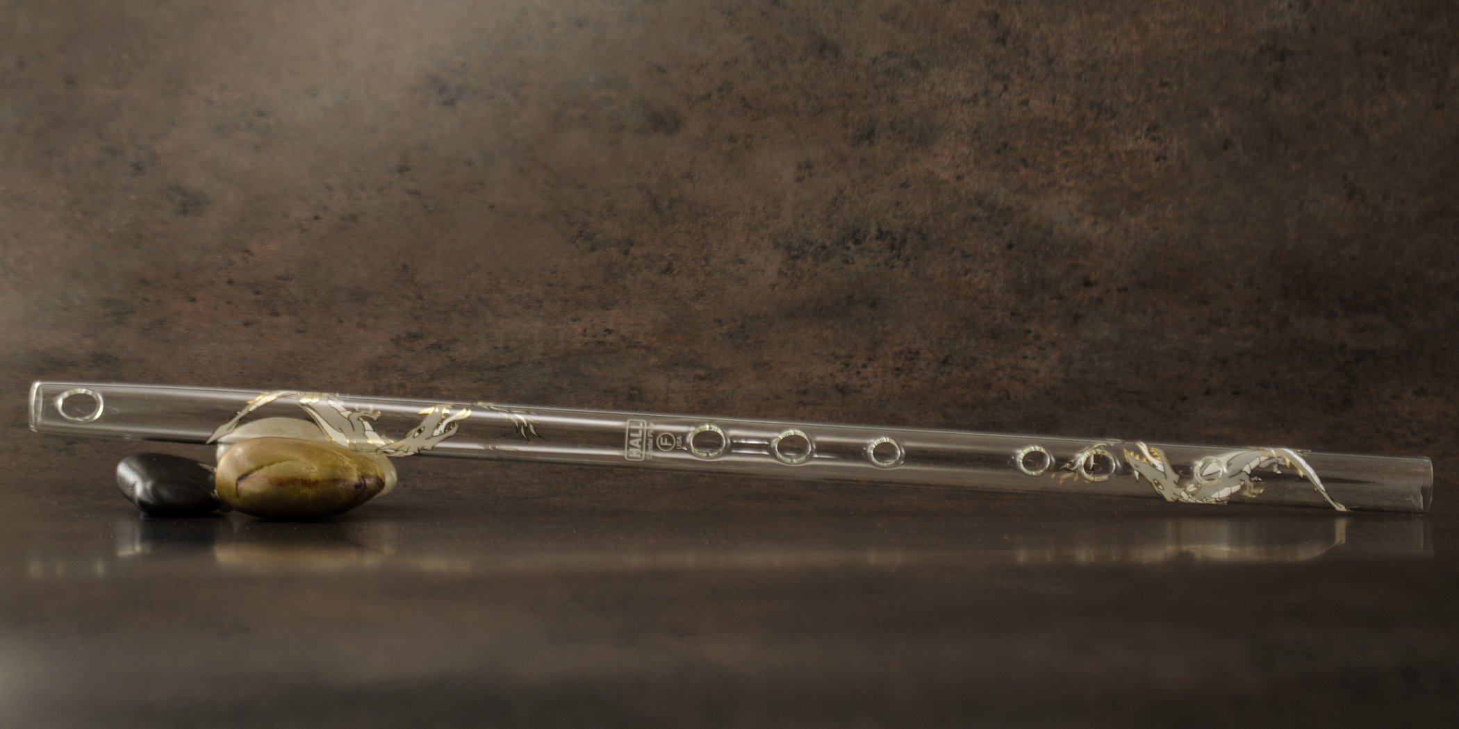 Hall Crystal Flute 11909 - Professional Inline Glass Flute in F Key - White Dragon Design - Perfect for Orchestras, Solo Performances & Wedding Ceremonies