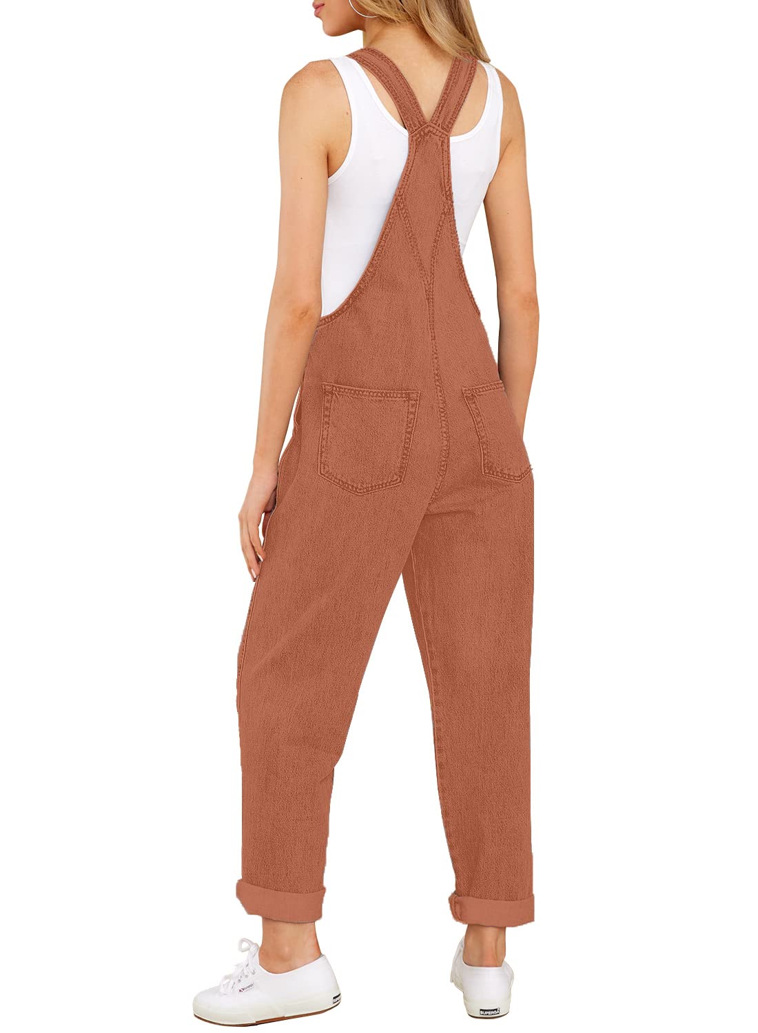 LookbookStore Women's Stretchy Denim Overalls - Casual Bib Jumpsuit with Pockets | Fashionable Workwear & Weekend Outfit for Women