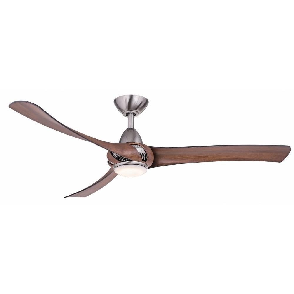 Wind River Droid LED Ceiling Fan with Nickel Finish & Walnut Blades - Perfect for Bedroom, Living Room, and Outdoor Patio Cooling