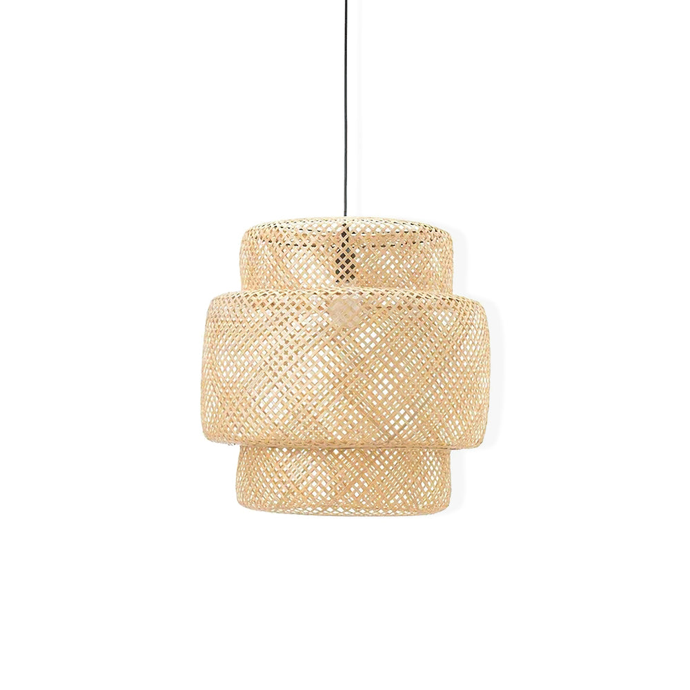 Modern Bamboo Pendant Light Fixture - Handwoven Natural Rattan Hanging Lamp for Kitchen Island, Dining Room & Bedroom Decor - Eco-Friendly Lighting Solution
