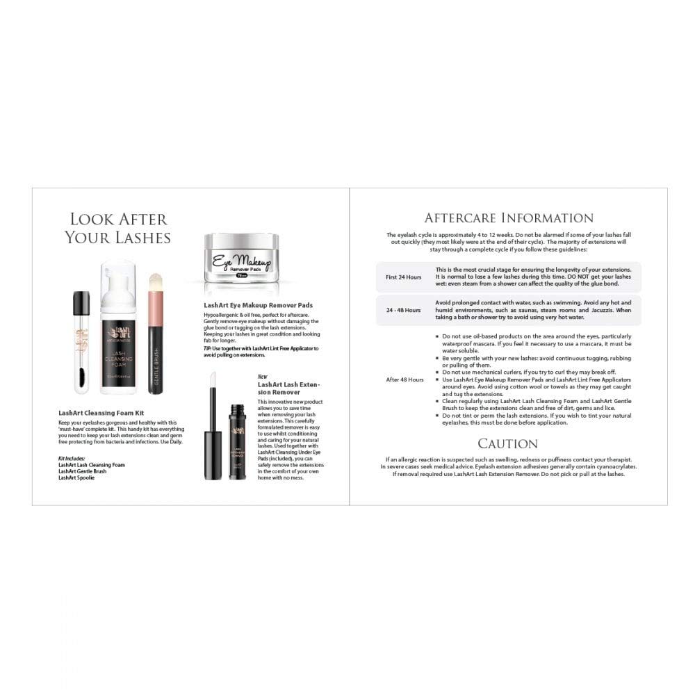 LashArt Eyelash Extension Aftercare Cards - 10 Pack with Full Care Instructions | Perfect for Lash Technicians & Clients | Salon Use & Home Care