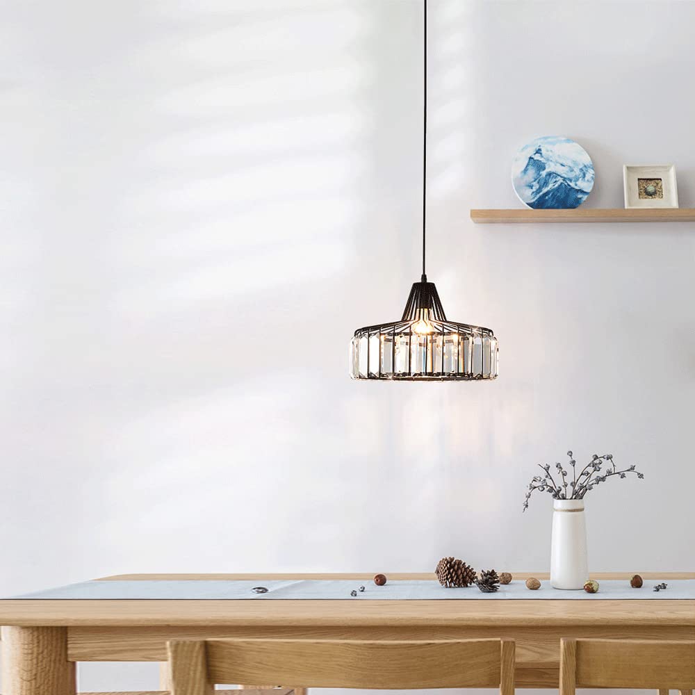 Modern Crystal Chandelier - Elegant Round Pendant Light for Bedroom, Balcony, Bathroom & Dining Room - Wrought Iron Hanging Fixture for Luxury Home Decor, Clothing Store Lighting & Interior Design