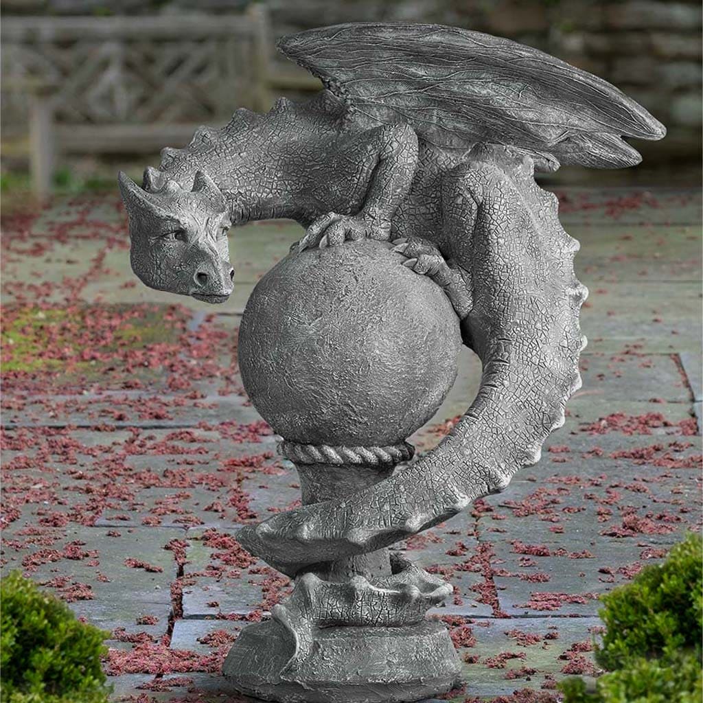Campania International Sentry Dragon Statue - Left Facing Outdoor Garden Decor for Patio, Lawn, and Landscape Design
