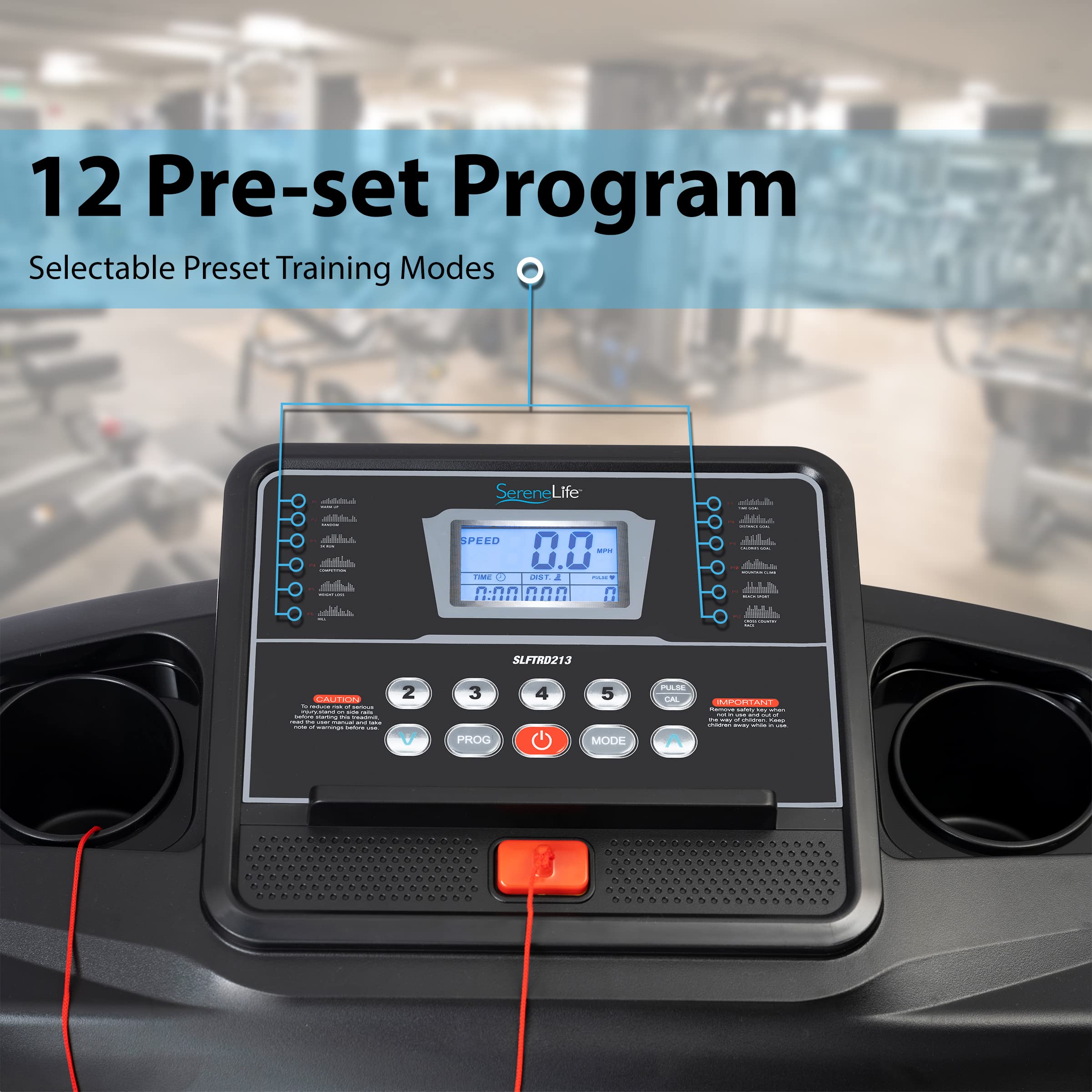 SereneLife Folding Treadmill - Electric Motorized Running Machine for Home Gym, Cardio Workout & Fitness Training | Compact Space-Saving Design for Apartments & Small Spaces