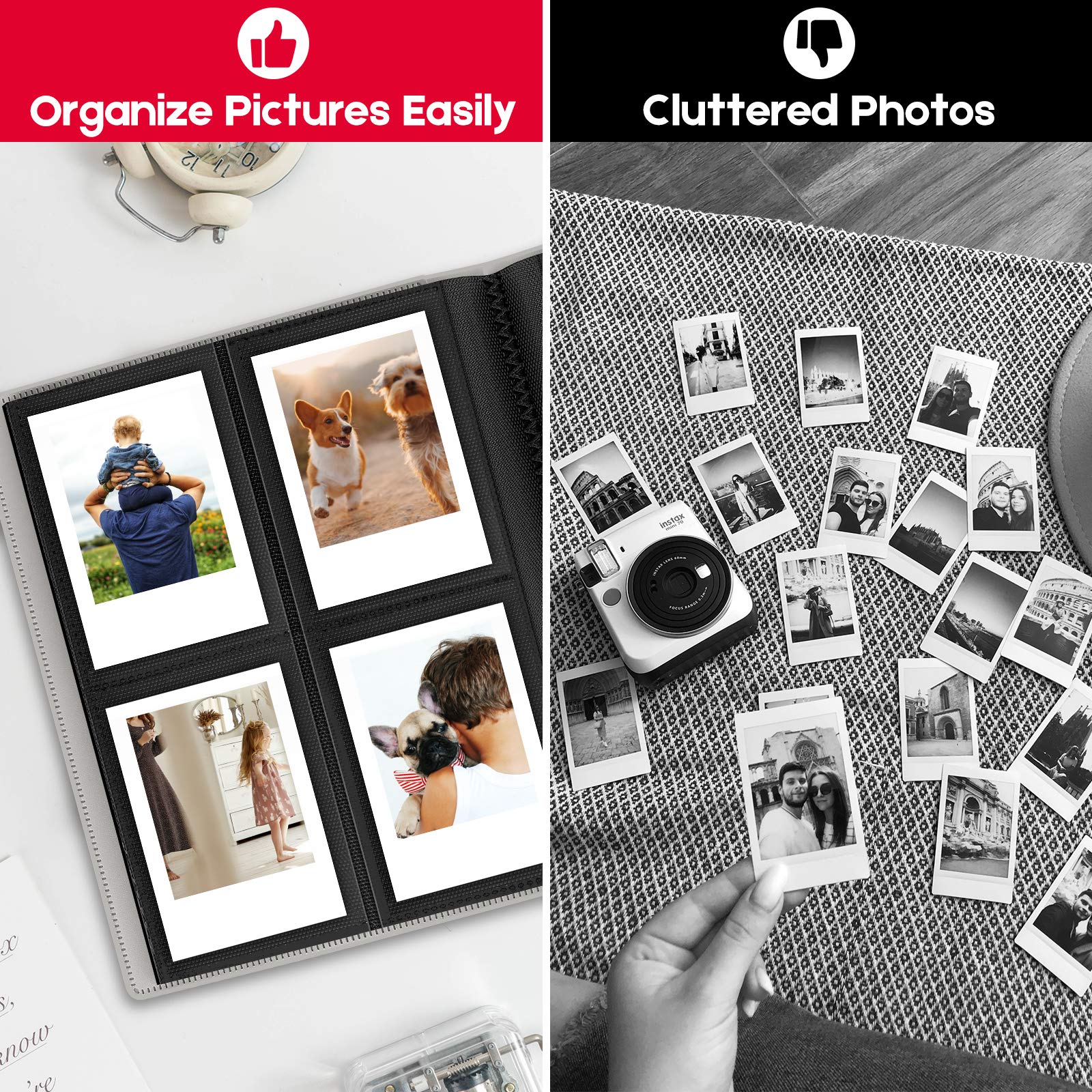 Ablus 160-Pocket Mini Photo Album for Fujifilm Instax Mini, Polaroid Snap, Z2300 & Instant Cameras - Compact Gray Scrapbook for Memories, Travel & Home Decor