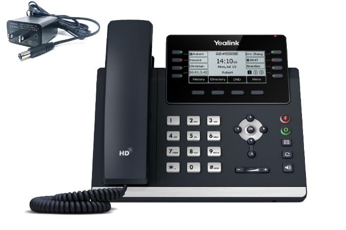 Yealink T43U IP Phone with Power Adapters - 1 Year Warranty - Unlocked VoIP Phone for Business & Home Office - Compatible with Any VoIP Service Provider - Ideal for Remote Work & Call Centers