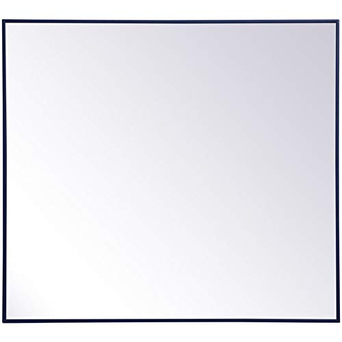 Allora 40x36 Inch Blue Mid-Century Modern Metal Frame Beveled Mirror - Perfect for Bedroom, Bathroom & Entryway Decor