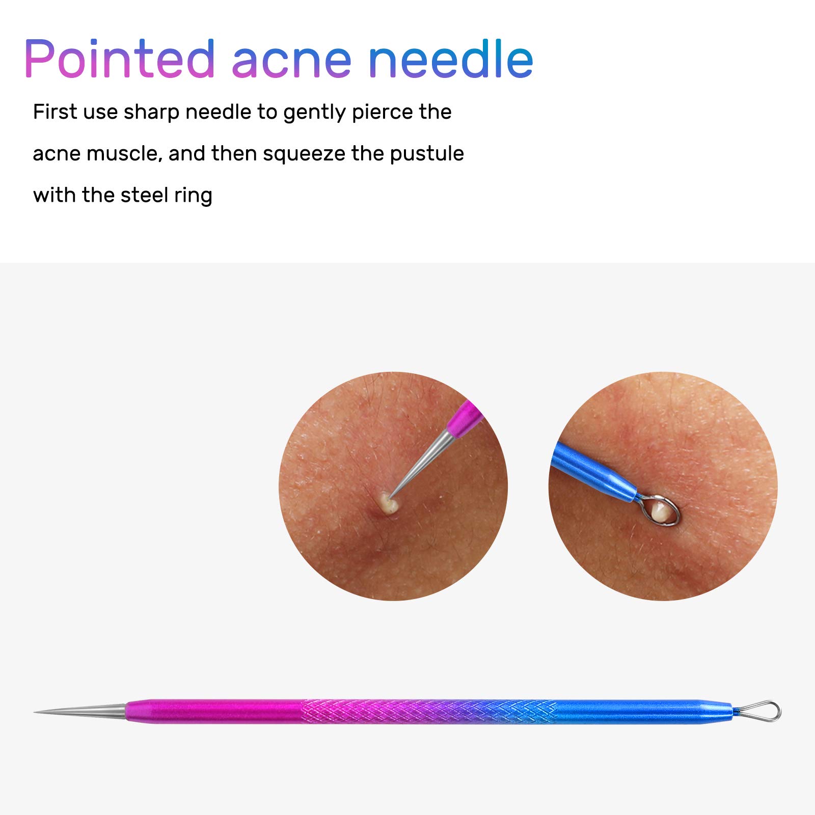 Professional Blackhead & Blemish Remover Tool Kit (3 PCS) - Stainless Steel Pimple Extractor for Acne, Whiteheads, Comedones & Ingrown Hairs | Facial Cleansing & Skin Care Essential for Spa & Home Use