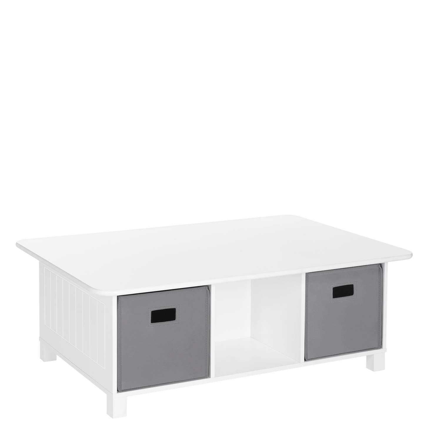 RiverRidge Kids 6 Cubby Storage Unit with 2-Piece Activity Table Set - White with Gray Bins | Perfect for Playroom Organization, Preschool Classroom & Daycare Centers