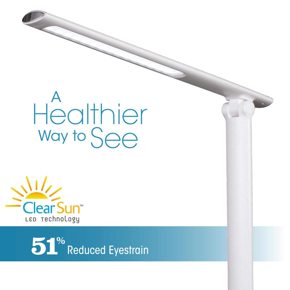 OttLite Emerge LED Desk Lamp with 2.1A USB Charging Port - Adjustable Brightness for Office, Study & Reading - Energy Efficient Task Lighting with Eye Care Technology
