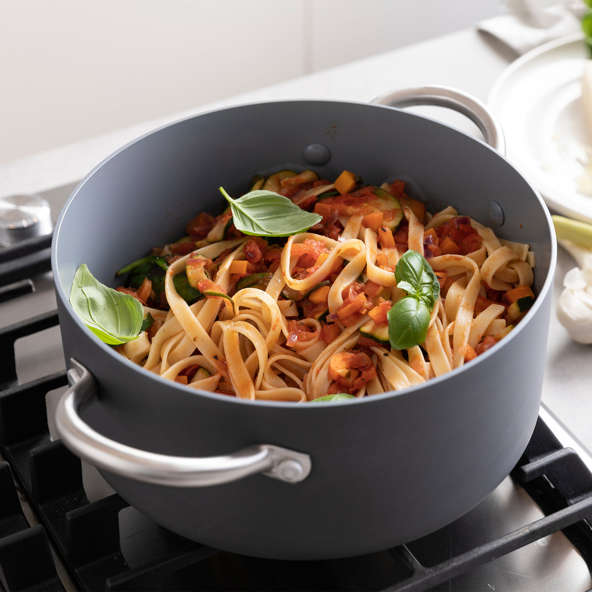 Premium Lima Ceramic Nonstick 5 Quart Stockpot with Glass Lid - Durable & Eco-Friendly Cookware for Soups, Stews, Pasta & Family Cooking