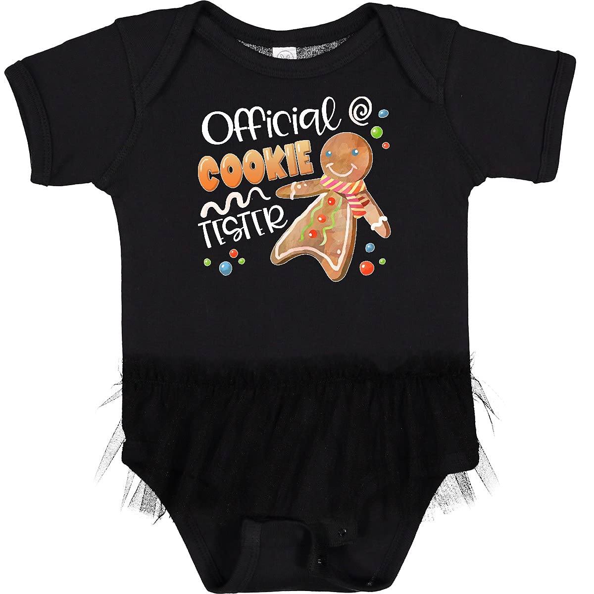 Inktastic Official Cookie Tester Cute Gingerbread Infant Tutu Bodysuit - Adorable Christmas Outfit for Baby Girls, Holiday Photo Shoot & Family Gathering Attire