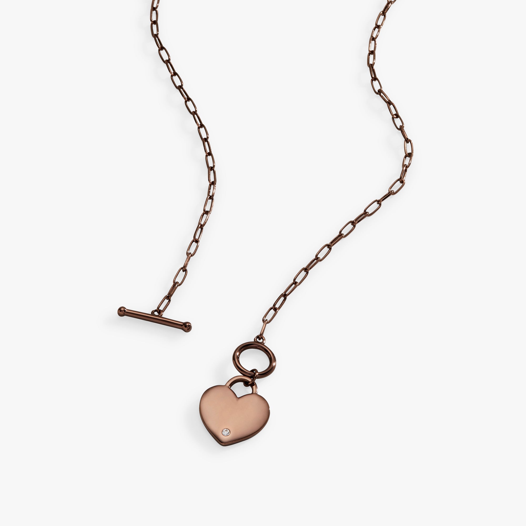 Heart Charm and Crystal Accent Toggle Necklace - Elegant Jewelry for Women, Perfect for Valentine's Day Gifts, Date Night & Special Occasions