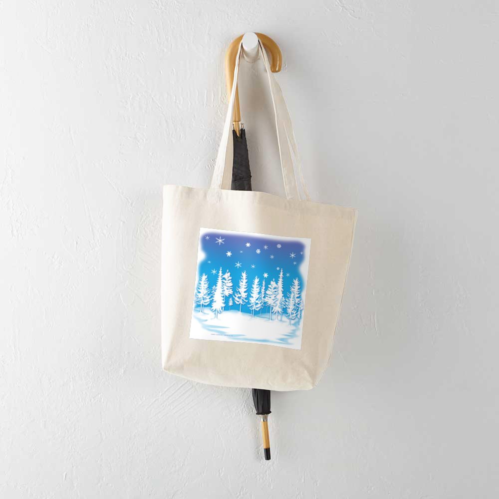 Eco-Friendly Winter Forest Canvas Tote Bag - Natural Reusable Shopping Bag for Groceries, Beach & Daily Use | Durable & Stylish Carryall
