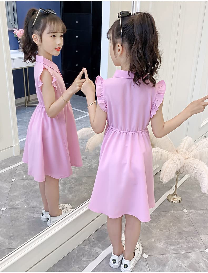 ASHER FASHION Girls Sleeveless Summer Dresses - Ruffle Sleeve Boho Style Princess Party Dress for Kids, Toddler & Baby - Perfect for Birthday Parties, Photo Shoots & Special Occasions