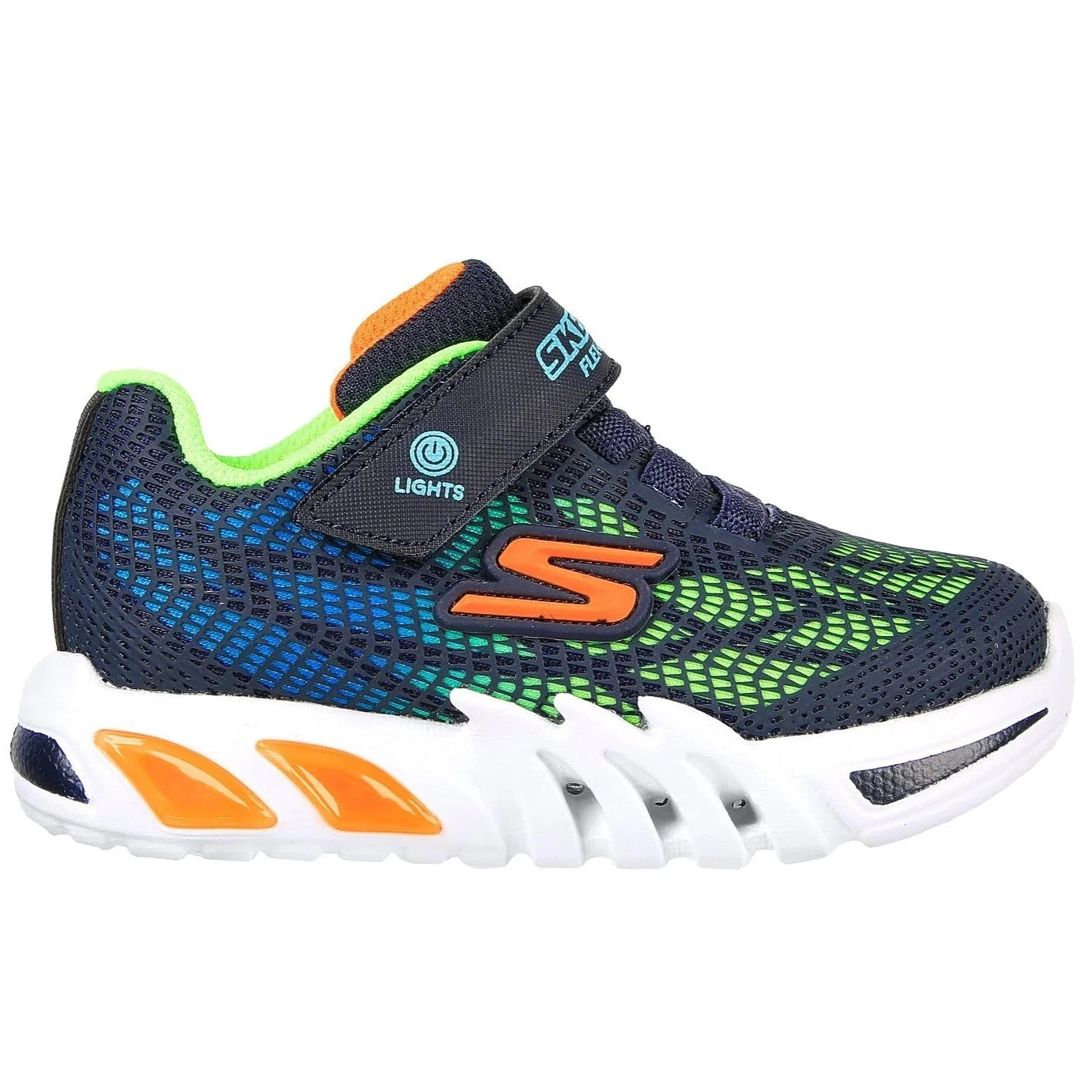 Skechers Navy Multi Flex Glow Elite Vorlo Toddler Sneakers - Light Up Shoes for Boys & Girls - Comfortable Walking & Running Shoes for Kids - Perfect for Playtime, School & Outdoor Activities