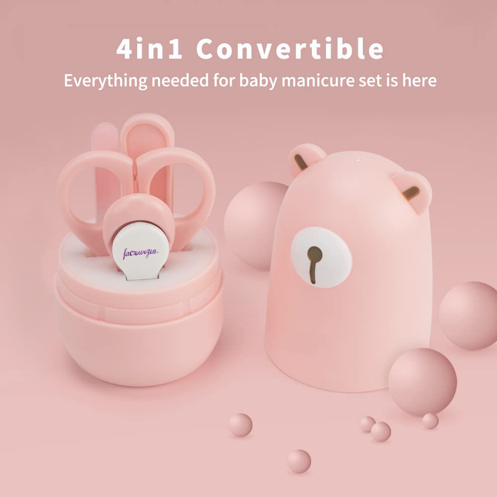 **Baby Nail Clippers Set with Cute Case - Safe Infant Manicure & Pedicure Kit for Newborns, Toddlers & Kids | Perfect Baby Shower Gift & New Parent Essentials (Pink Bear Design) | Gentle Grooming for Healthy Nails at Home or Travel**