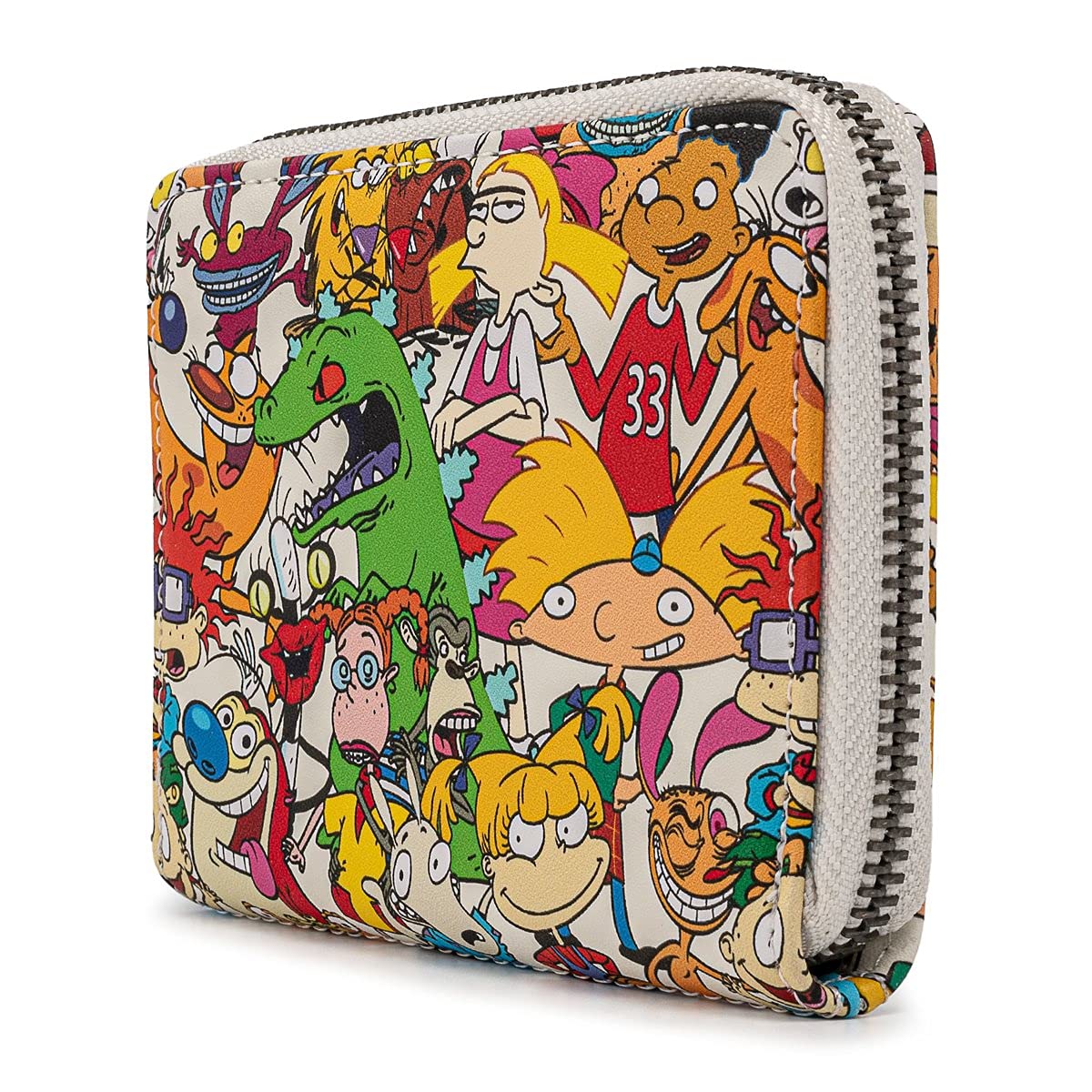 Loungefly Nickelodeon Nick Rewind Gang Zip Around Wallet - Retro Cartoon Character Wallet for Collectors & Fans - Perfect for Theme Parks, Conventions & Everyday Use