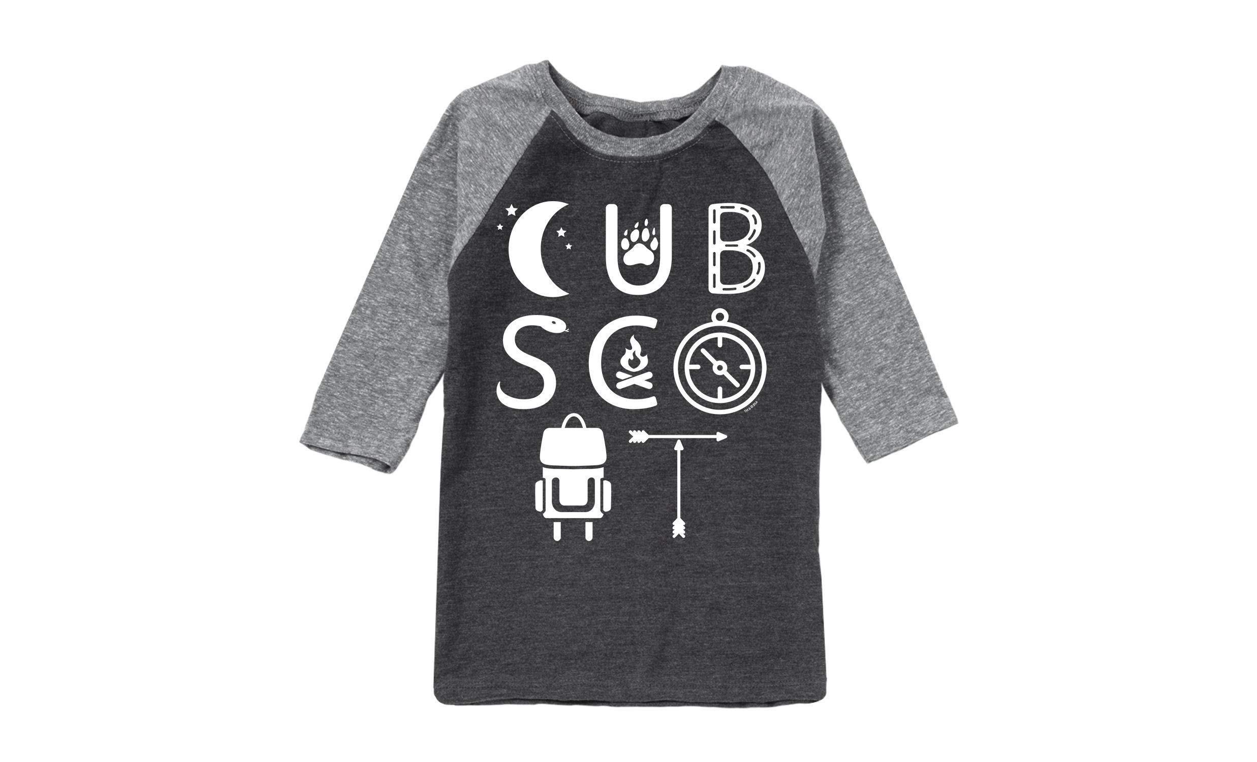 Boy Scouts of America Cub Scout Icons Youth Raglan Shirt - Official BSA Uniform Tee for Kids & Teens - Perfect for Scout Meetings, Camping & Outdoor Activities
