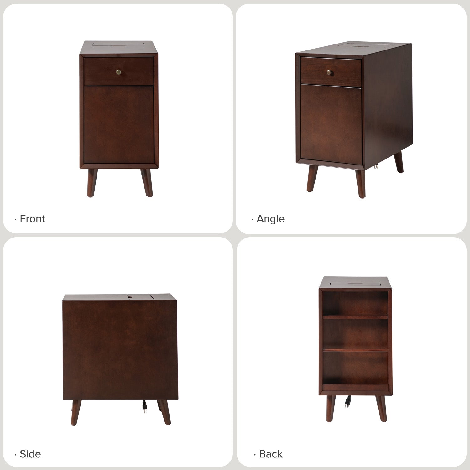 Vira End Table with Storage & Built-in Outlets - Modern Side Table with USB Charging Ports & Power Outlets for Living Room, Bedroom, Office - Perfect Nightstand or Sofa Side Table