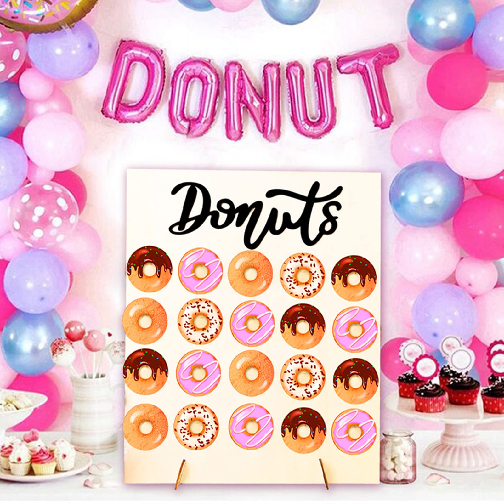 Kavolet Wooden Donut Display Stand - Reusable Donut Holder & Stacker for Party, Wedding, Birthday Decor - Perfect for Bakery Displays, Dessert Tables, and Sweet Treat Presentations